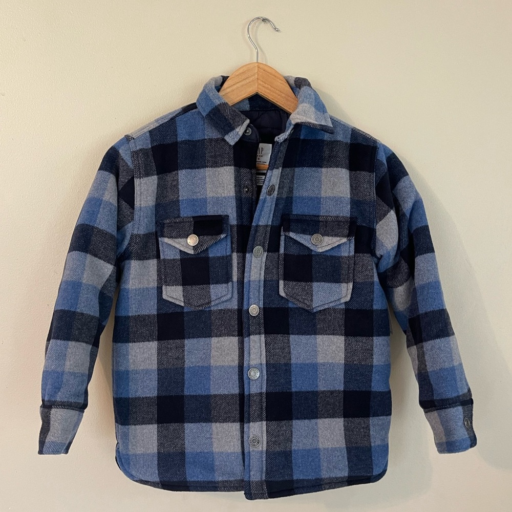 NWT Gap teen plaid wool jacket with light padding.